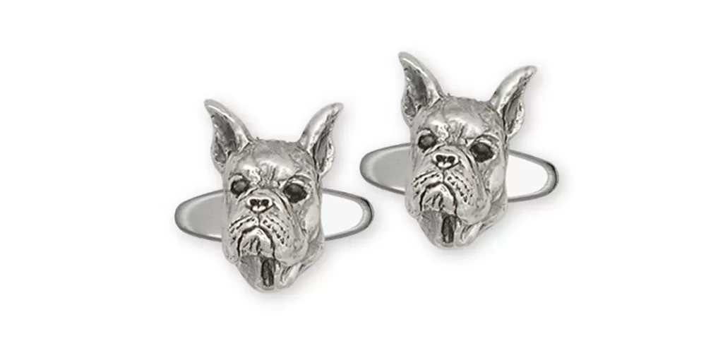 Boxer Cufflinks Jewelry Sterling Silver Handmade Dog Cufflinks BX5-CL