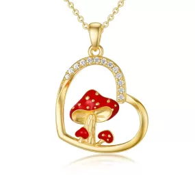 Gold Mushroom Necklace for Women Mushroom Pendant Necklace Mushroom Jewelry Mushroom Heart Pendant Necklace Gifts for Her 16 1 1 Inch